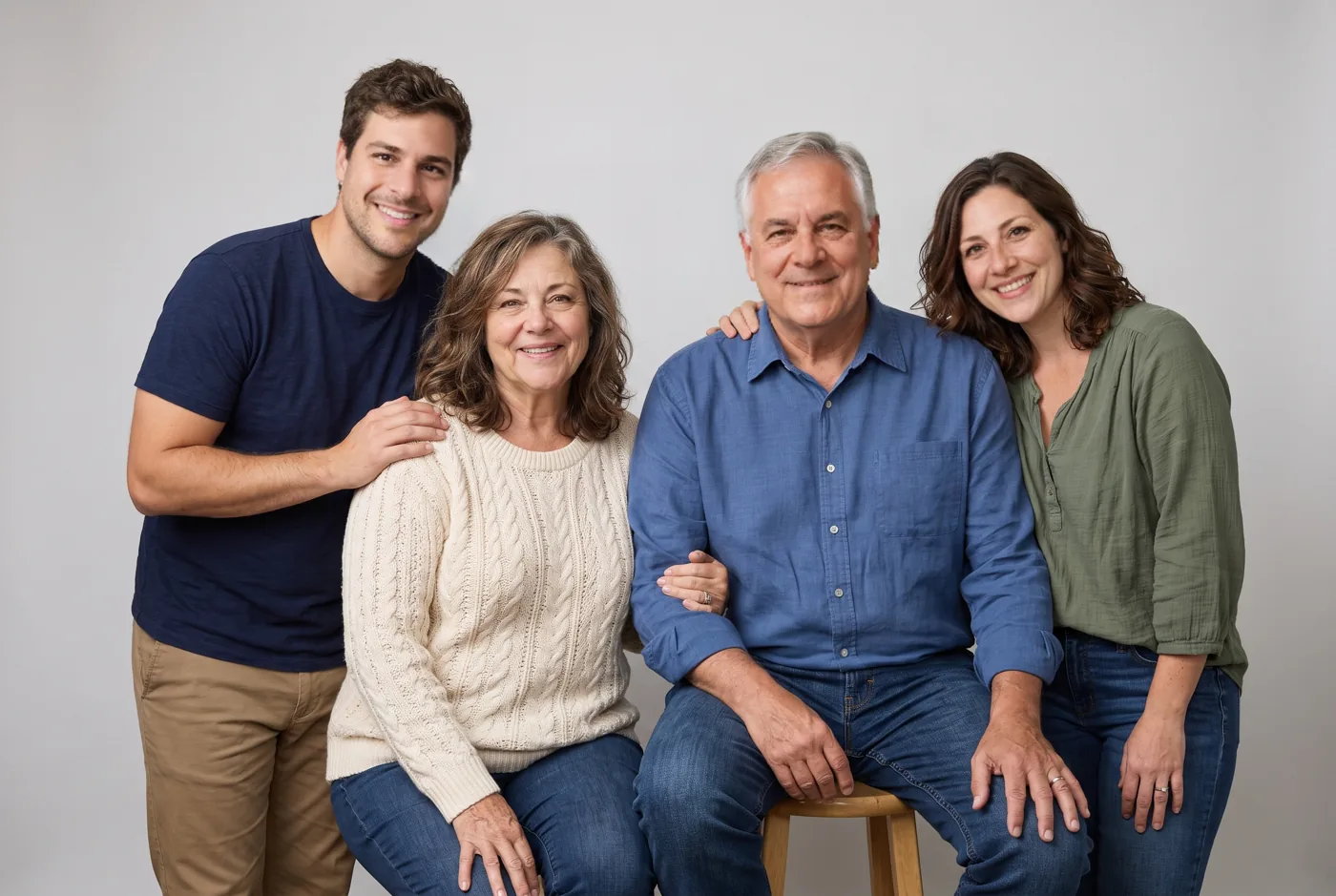a demo family frame, studio portrait