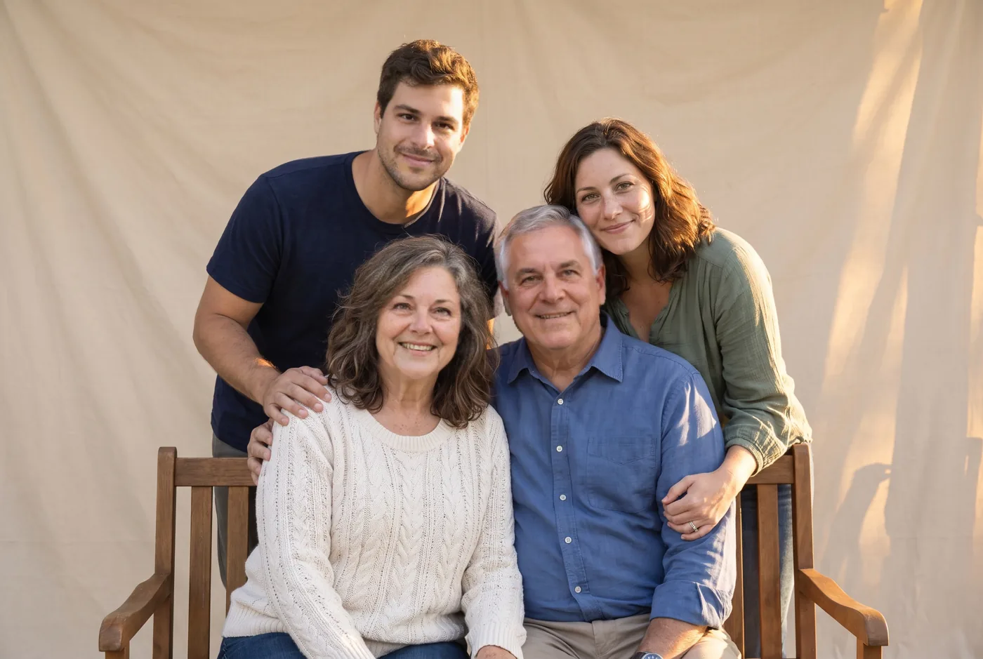 a demo family frame, warm studio